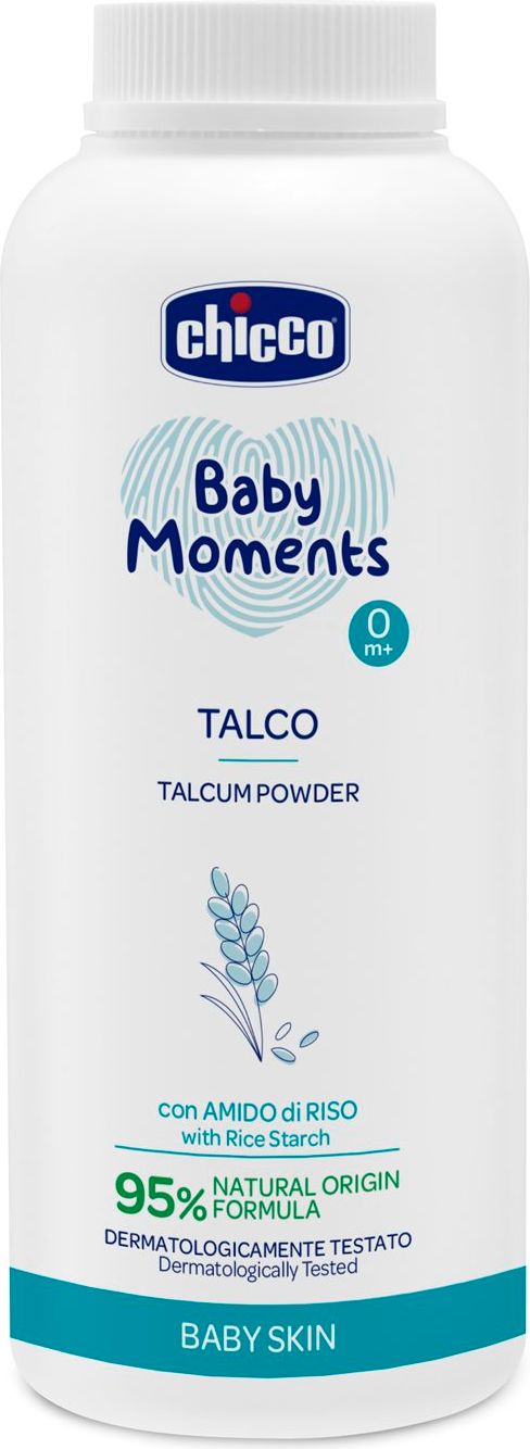 CHICCO Pudr dětský Baby Moments s rýžovým škrobem 95 % přírodních složek 150 g - obrázek 1