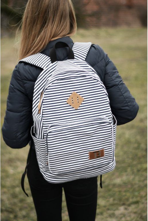 Dámský studentský batoh Canvas TopBags Blue Stripe 19 l - obrázek 2