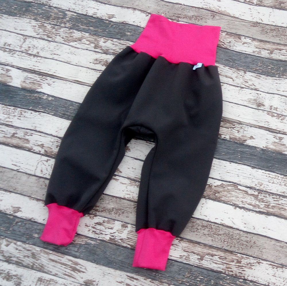 Softshellové kalhoty Yháček, zimní, šedá/růžová Velikost: 74 - obrázek 1