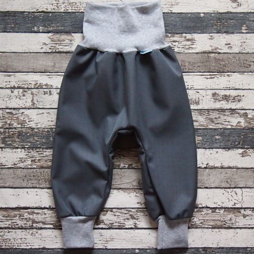Softshellové kalhoty Yháček, zimní, šedá/šedé melé Velikost: 104 - obrázek 1
