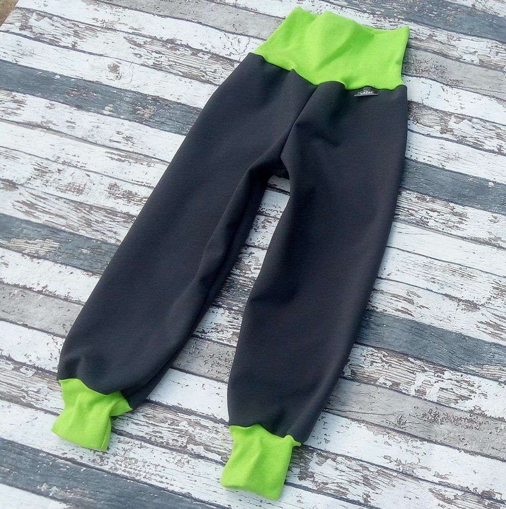 Softshellové kalhoty Yháček, zimní, šedá/zelená Velikost: 86 - obrázek 1