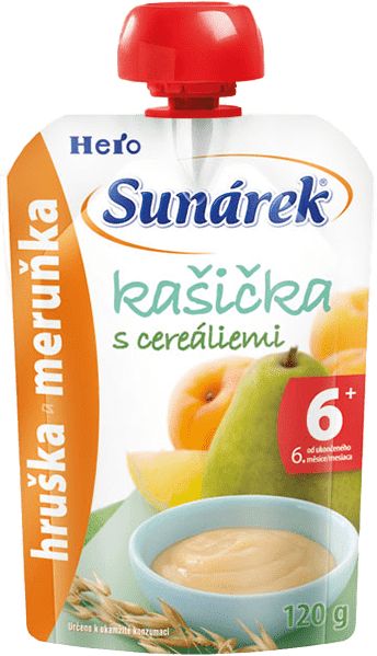 6x SUNÁREK Kašička s cereáliemi hruška a meruňka (120 g) - obrázek 2