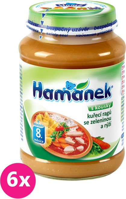 6x HAMÁNEK Kuřecí ragů se zeleninou a rýží (190 g) - maso-zeleninový příkrm - obrázek 1