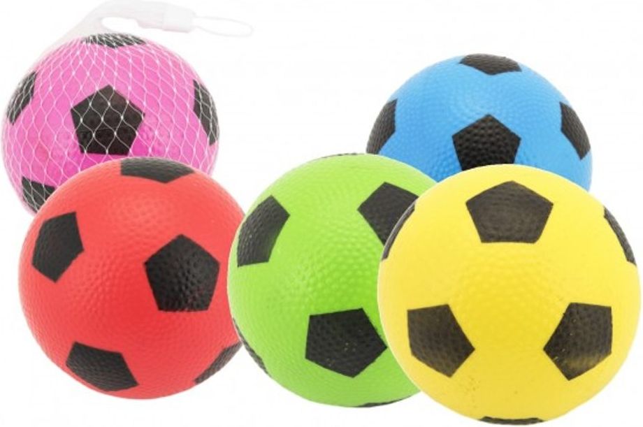 Teddies Míček fotbal guma 12cm 6 barev v síťce - obrázek 1