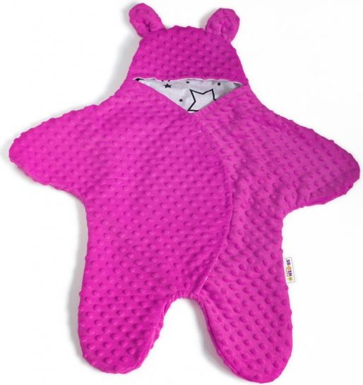 Baby Nellys Fusák, spacáček, kombinézka do autosedačky nebo kočárku Ouškou s minky - sytě růžová - obrázek 1