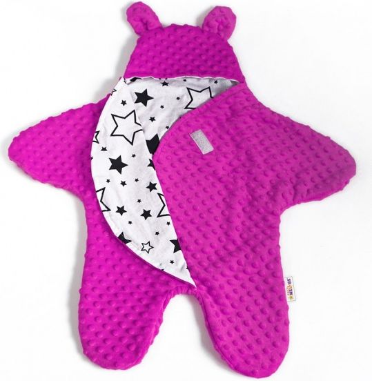 Baby Nellys Fusák, spacáček, kombinézka do autosedačky nebo kočárku Ouškou s minky - sytě růžová - obrázek 9