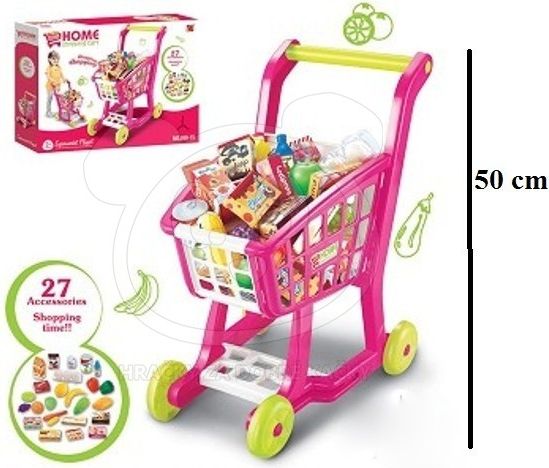 Dětský nákupní vozík s příslušenstvím - růžový - obrázek 3