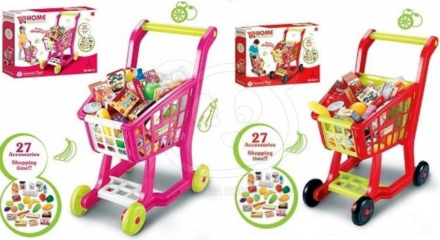 Dětský nákupní vozík s příslušenstvím - růžový - obrázek 4
