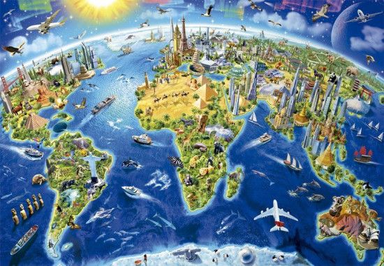 EDUCA Puzzle Mapa se světovými památkami 2000 dílků - obrázek 1