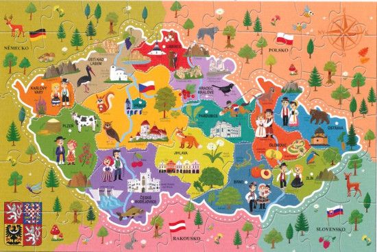TREFL Puzzle Mapa České republiky 44 dílků - obrázek 1