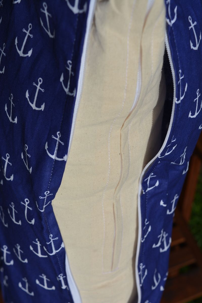 KHC Potah na těhotenský kojící polštář Zuzanka bílá kotva na tmavě modré - obrázek 3