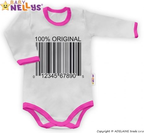 Baby Nellys Body dlouhý rukáv 100% ORIGINÁL - šedé/růžový lem - obrázek 1
