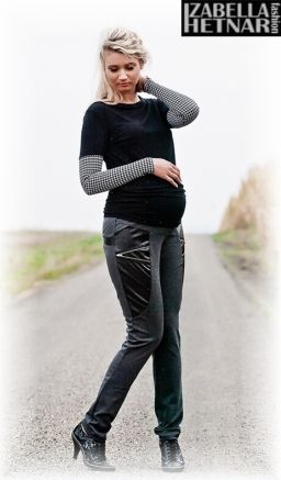 Be MaaMaa Těhotenské kalhoty ZOE  - grafit/šedé - obrázek 1