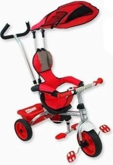 BABY MIX BABY MIX Tříkolka s pásy a vodící tyči - červená - obrázek 1