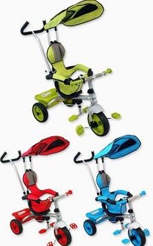 BABY MIX BABY MIX Tříkolka s pásy a vodící tyči - červená - obrázek 2