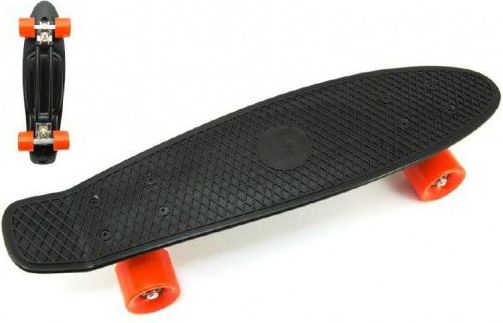 Teddies Skateboard pennyboard 60cm nosnost 90kg kovové osy černá barva oranžová kola - obrázek 1
