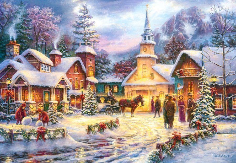 CASTORLAND Puzzle Zasněžená vánoční vesnička 1500 dílků - obrázek 1