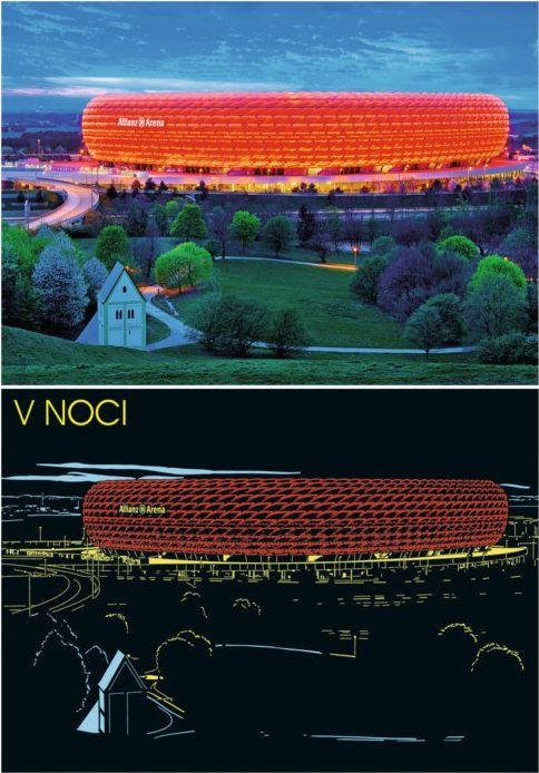 RAVENSBURGER Svítící puzzle Allianz aréna, Mnichov 1200 dílků - obrázek 1