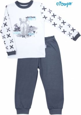 Dětské pyžamo Nicol, Rhino - bílé/grafit, Velikost koj. oblečení 128 - obrázek 1