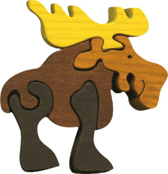 Dřevěné vkládací puzzle z masivu - malý los - obrázek 1