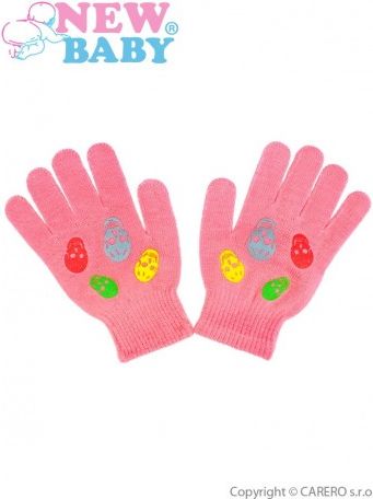 Dětské zimní rukavičky New Baby Girl malinové, Růžová, 122 (6-7 let) - obrázek 1