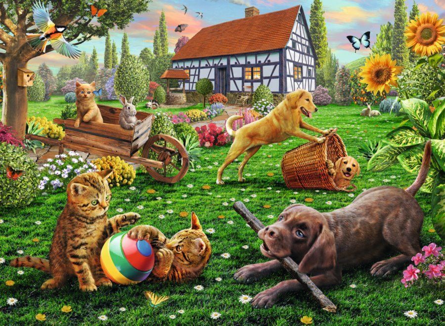 RAVENSBURGER Puzzle Hrátky na zahradě XXL 200 dílků - obrázek 1