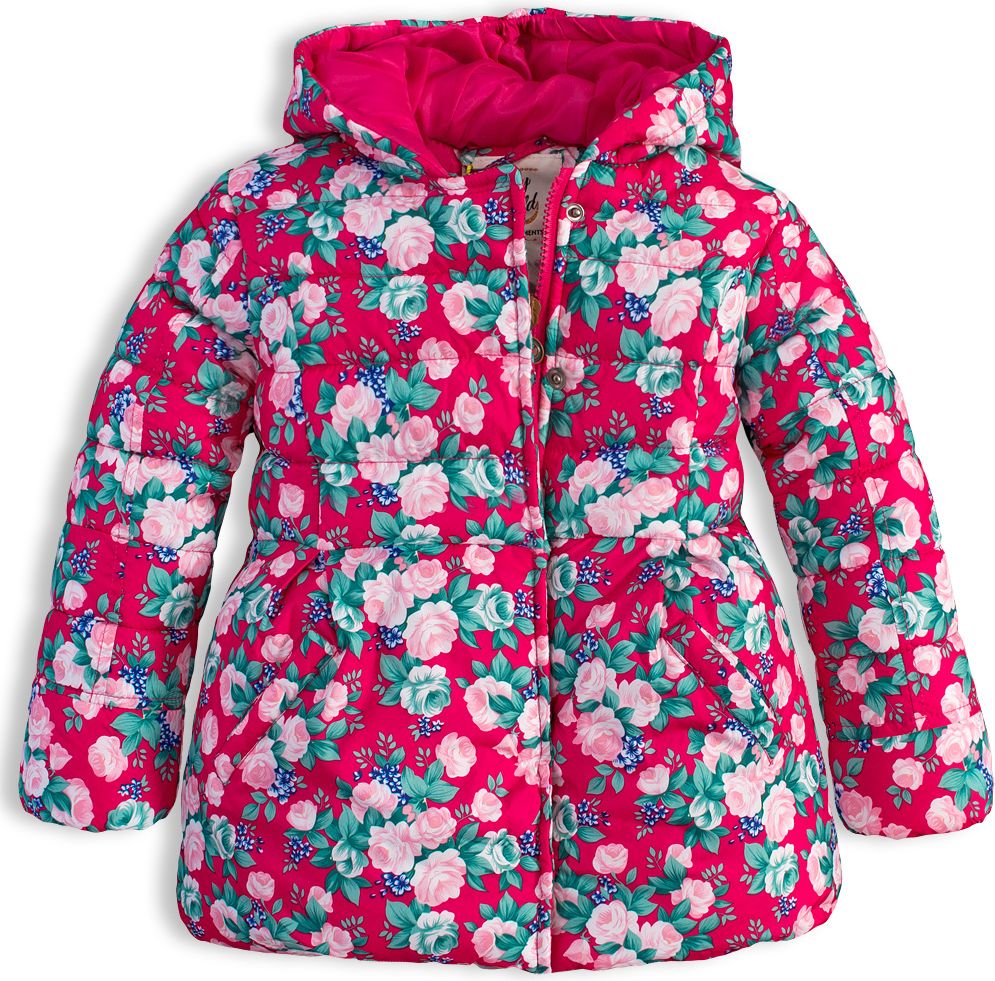 Dívčí zimní bunda LEMON BERET KYTIČKY růžová Velikost: 116-122 - obrázek 1
