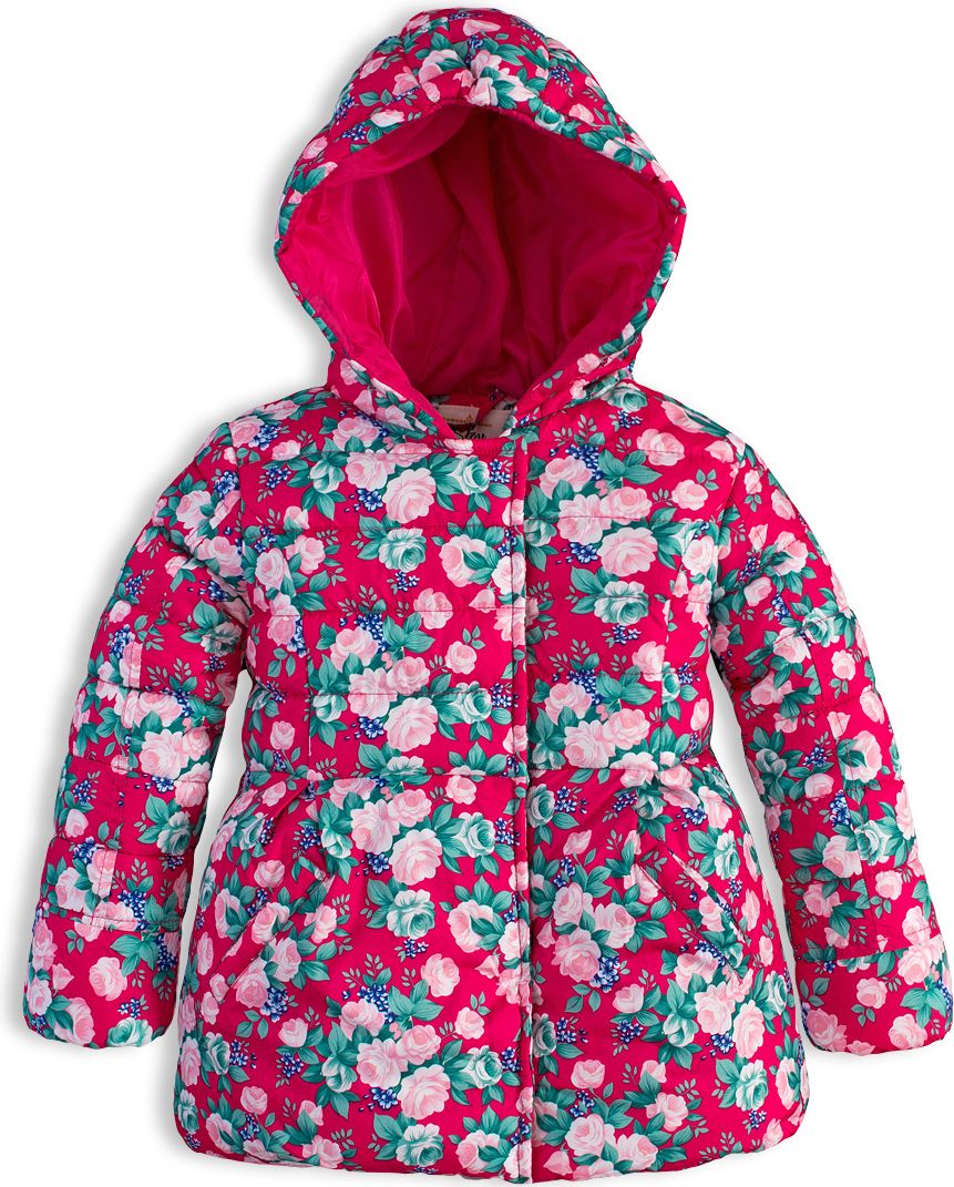 Dívčí zimní bunda LEMON BERET KYTIČKY růžová Velikost: 116-122 - obrázek 2