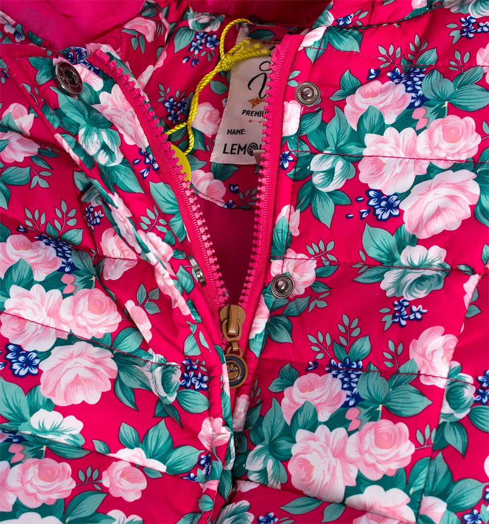 Dívčí zimní bunda LEMON BERET KYTIČKY růžová Velikost: 116-122 - obrázek 5