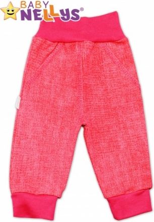 Bavlněné kalhoty Baby Nellys ® - jeans - růžové/malina - obrázek 1