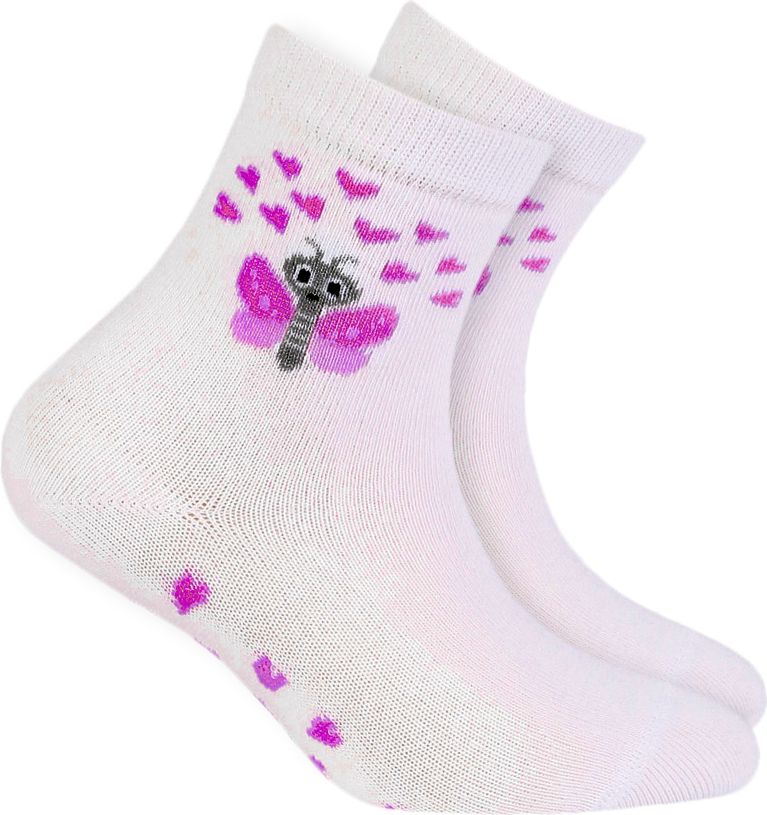 Dívčí vzorované ponožky WOLA MOTÝLEK bílé Velikost: 12-14 - obrázek 1