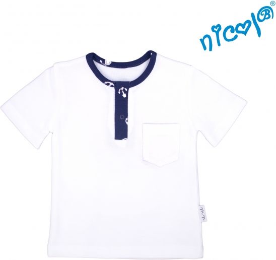 Nicol Kojenecké bavlněné tričko krátký rukáv Nicol, Sailor - bílé, vel. 80 80 (9-12m) - obrázek 1