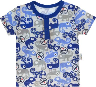 Bavlněné Polo tričko Mamatti Chameleon krátký rukáv - modré/šedé - obrázek 1