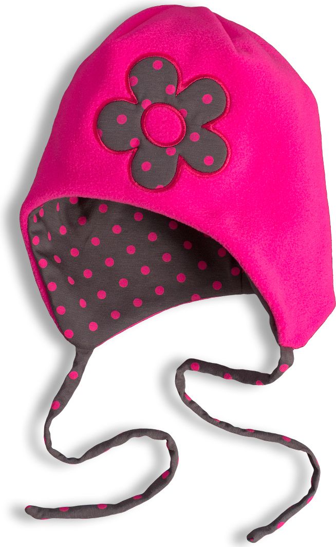 Dívčí fleecová čepice YETTY KYTIČKA neon růžová Velikost: 45-48 cm - obrázek 1