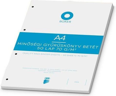 Náhradní listy do pořadače, bílá, A4, linkované, 50 listů, BOXER, bal. 50 ks - obrázek 1