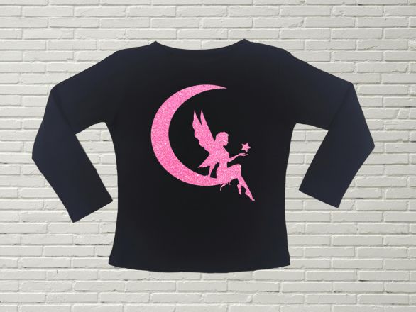 KIDSBEE Dívčí bavlněné tričko Fairy - černé, vel. 146 - obrázek 1