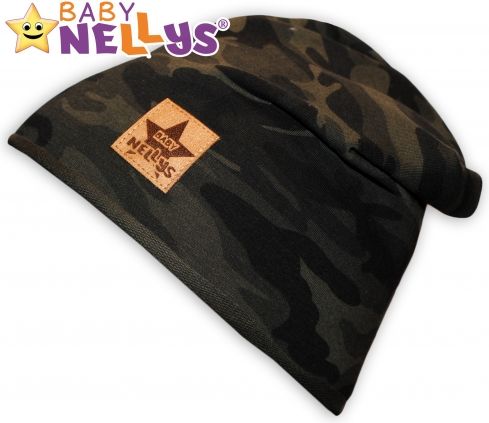 Bavlněná čepička Army Baby Nellys ® - zelená, 48-52 - obrázek 1