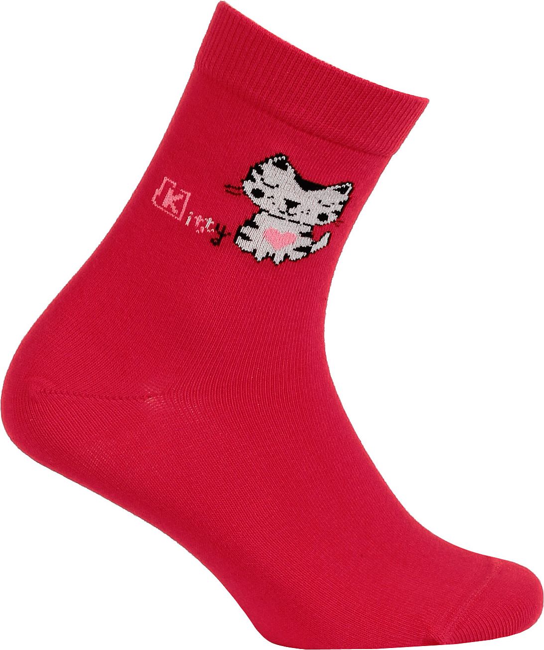 Dívčí vzorované ponožky WOLA KOČIČKA KITTY červené Velikost: 27-29 - obrázek 1