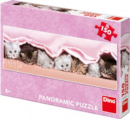 DINO Panoramatické puzzle Koťata pod dekou 150 dílků - obrázek 1
