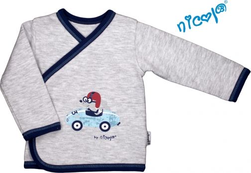 Nicol Novorozenecká bavlněná košilka Car - zapínání bokem - šedý melírek, vel. 56 - obrázek 1