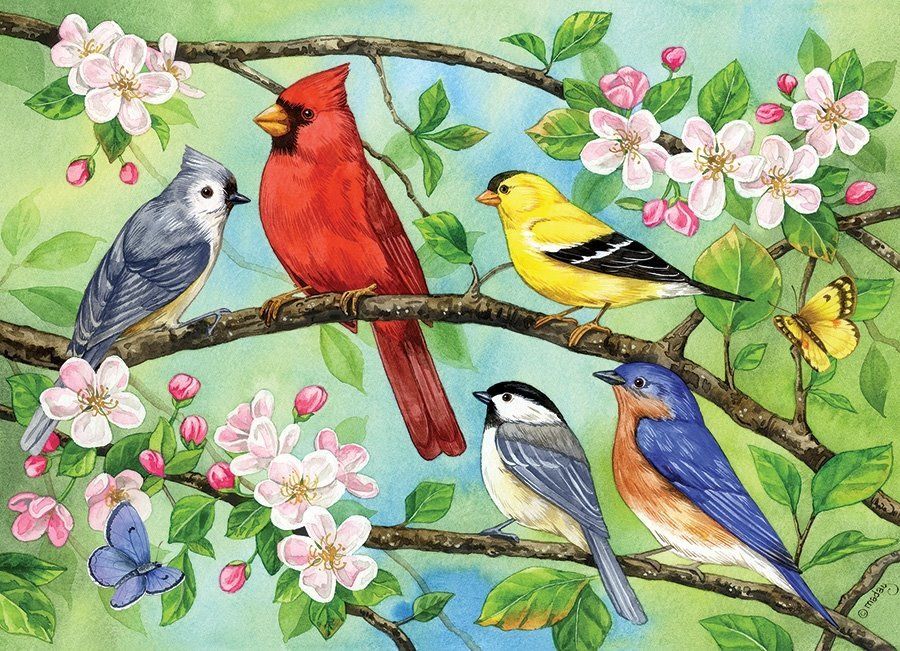 COBBLE HILL Rodinné puzzle Ptáci ve větvích 350 dílků - obrázek 1