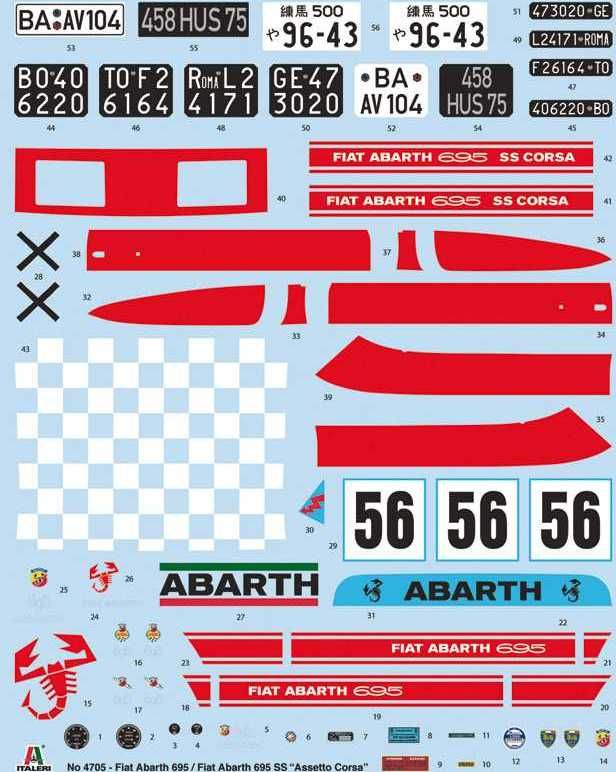 ITALERI Model Kit auto 4705 - FIAT Abarth 695SS/Assetto Corsa (1:12) - obrázek 22