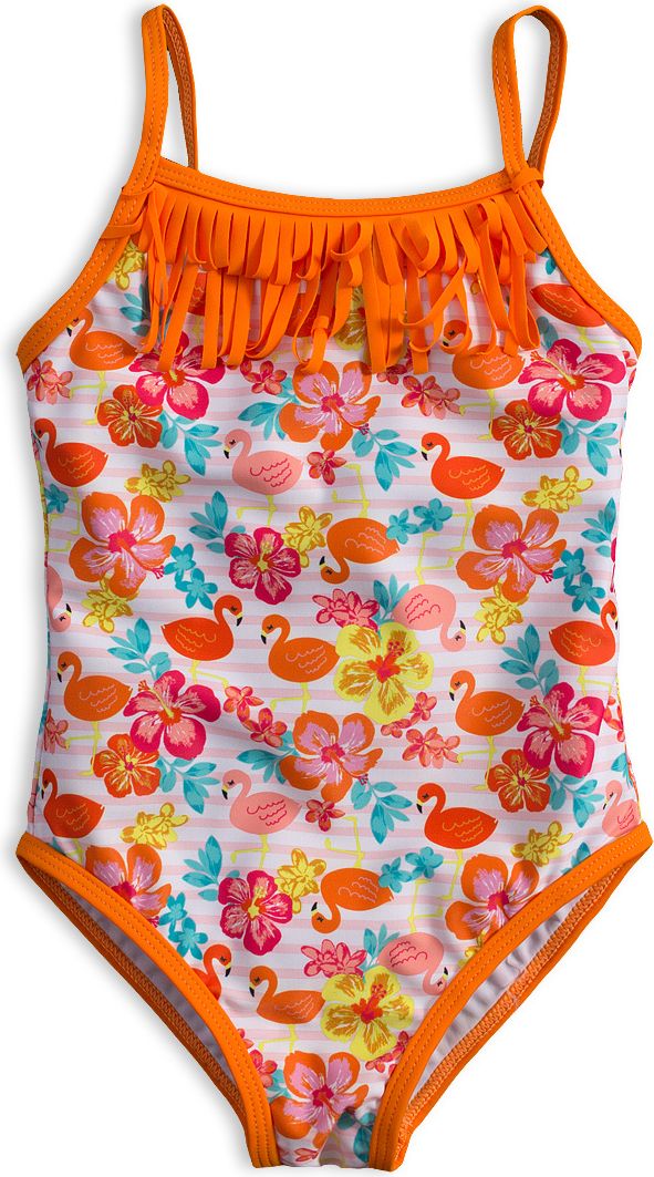 Dívčí plavky vcelku KNOT SO BAD PLAMEŇÁCI oranžové Velikost: 116 - obrázek 1