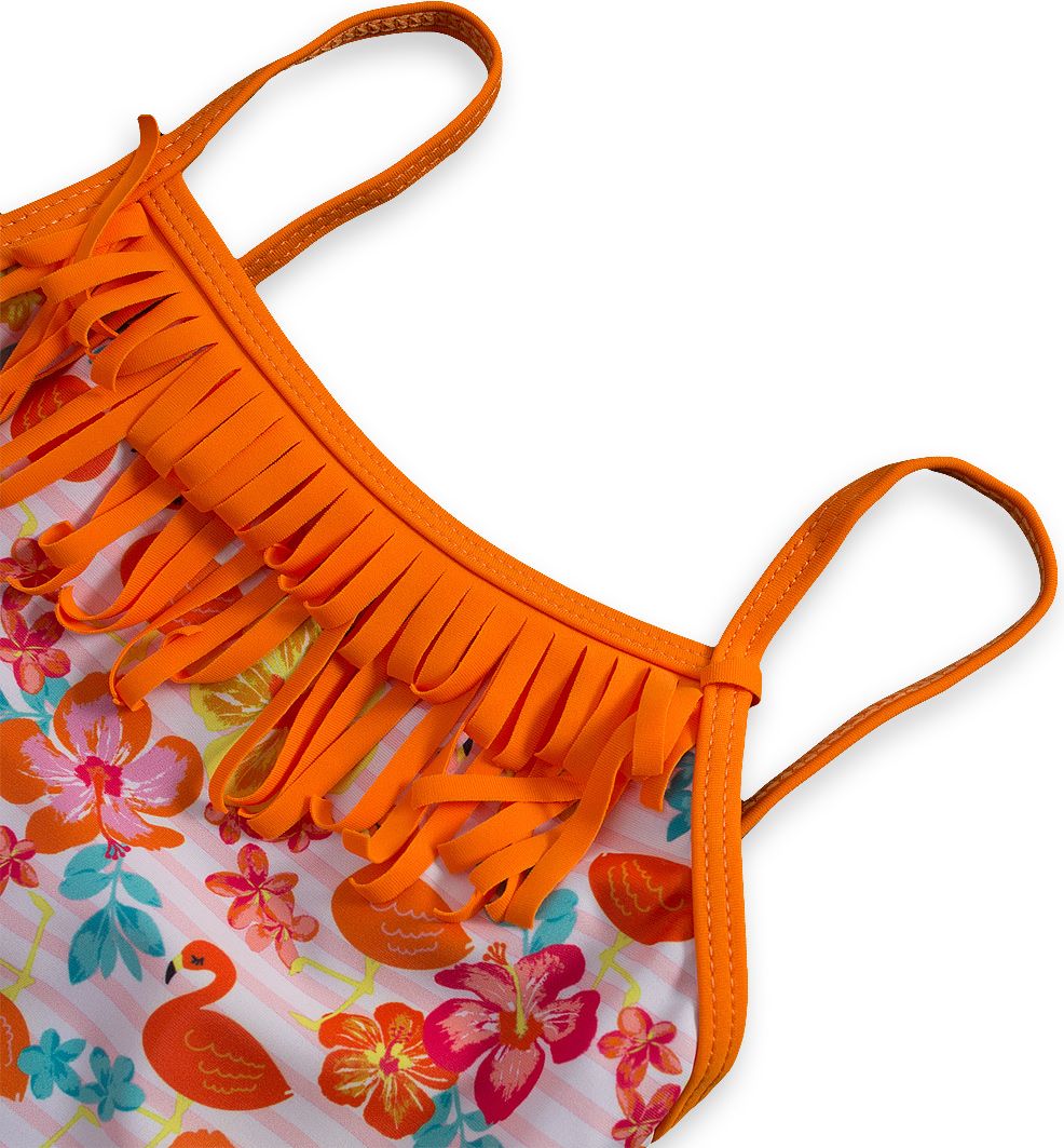 Dívčí plavky vcelku KNOT SO BAD PLAMEŇÁCI oranžové Velikost: 116 - obrázek 3