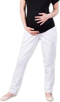 Těhotenské kalhoty/tepláky Gregx, Awan s kapsami - bílé - obrázek 1