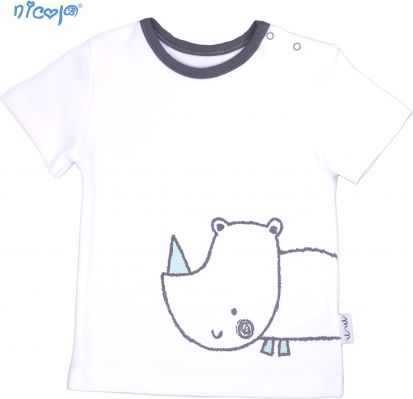 Bavlněné tričko krátký rukáv Nicol, Rhino - bílé, vel.86 - obrázek 1