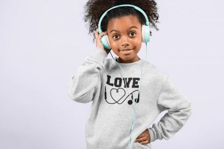 KIDSBEE Stylová dětská dívčí mikina Love Music - sv. šedá, Velikost koj. oblečení 140 - obrázek 1