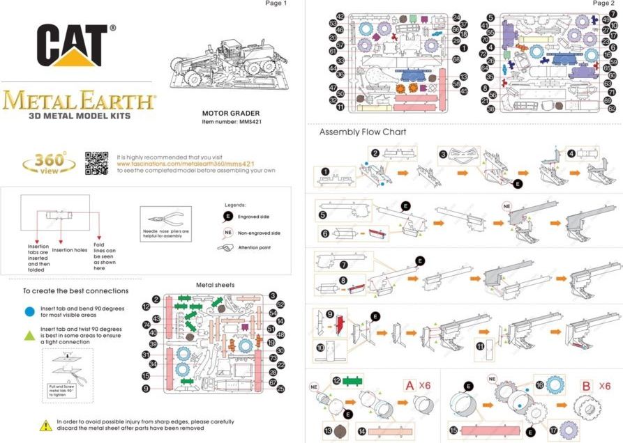 METAL EARTH 3D puzzle CAT: Silniční shrňovač (Motor Grader) - obrázek 4