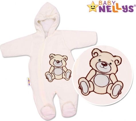 BABY NELLYS Kombinézka/overálek Teddy Bear, velikost: 74 - smetanová - obrázek 1