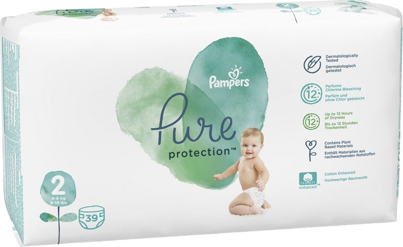 PAMPERS Pure Protection S2, 117 ks (4-8 kg) – jednorázové pleny - obrázek 2